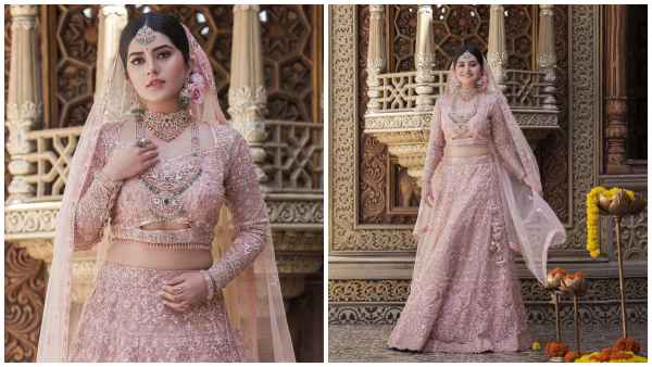 Megha shetty looks beautiful as she turns bride for Pavitra Gowdas red carpet studio 777collection