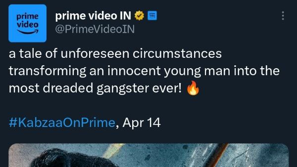 Upendra starrer Kabzaa releasing on Amazon Prime Video on April 14