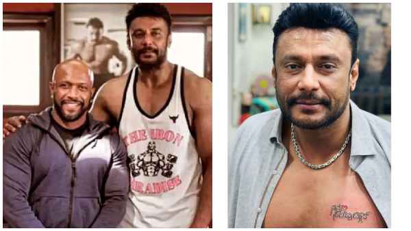 where is that tattoo Actor Darshan got tattooed as Nanna Celebrities few Months back 