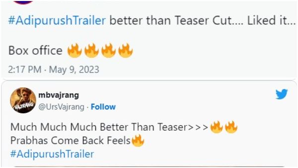 Prabhas fans Says Kriti Sanon Saif Ali Khan Adipurush trailer is much better than teaser 