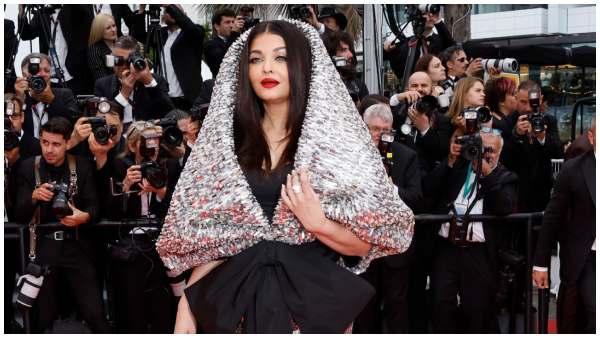 Aishwarya Rai makes her first red carpet appearance at the 76th cannes Film Festival with silver gown