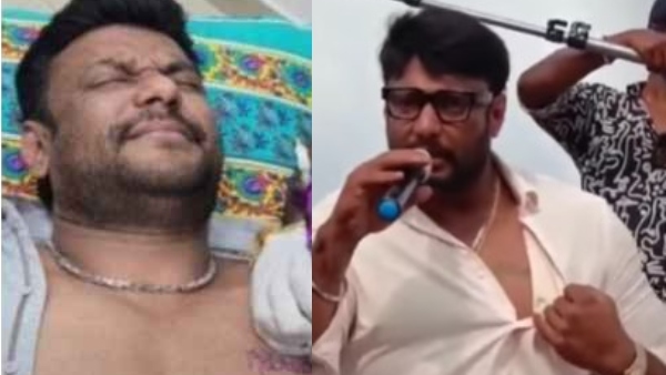 Kaatera Actor Darshan unbottons his shirt to show off is Nanna Preethiya celebrities tattoo 