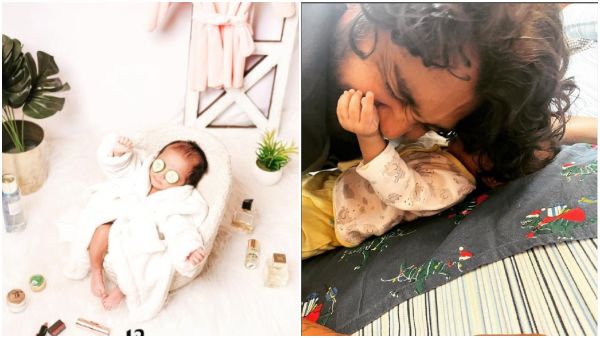 Dhruva Sarja and wife Prerana Shankar reveals their daughter photo for the first time Dhruva Sarja and wife Prerana Shankar reveals their daughter photo for the first time