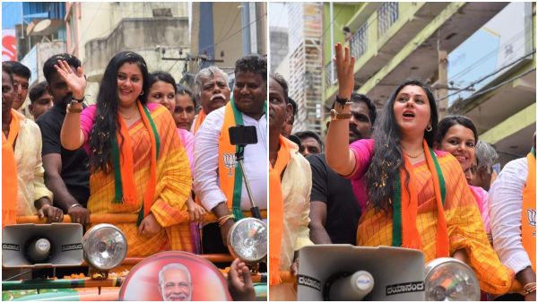 South Actress Namitha Campaigning for BJP Candidate Uday Garudachar In Chickpete 
