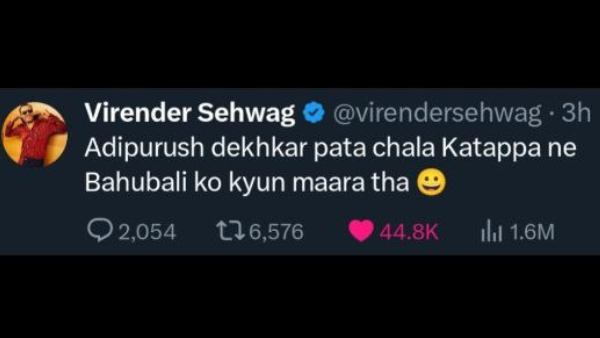 After watching Adipurush I came to know Why Kattappa kille Bahubli says Virender Sehwag After watching Adipurush I came to know Why Kattappa kille Bahubli says Virender Sehwag