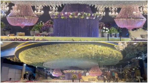 Abhishek Ambareesh and Aviva Bidapa reception stage specialties and design details