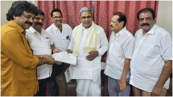 Kannada Producers Sa Ra Govindu, Umesh Banakar and other producers mer CM Siddaramaiah 