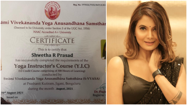 Serial actress Shwetha Prasad who is practicing yoga after 2 years 