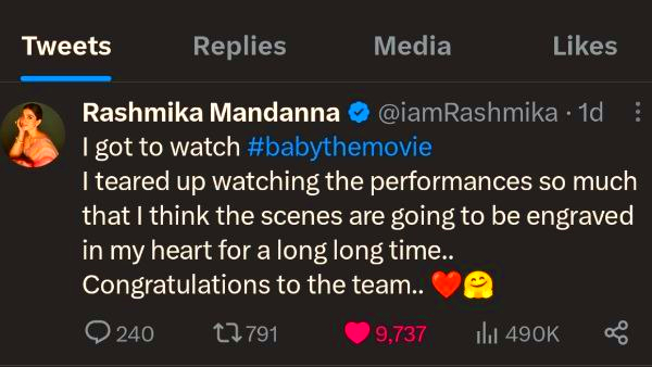 rashmika about baby