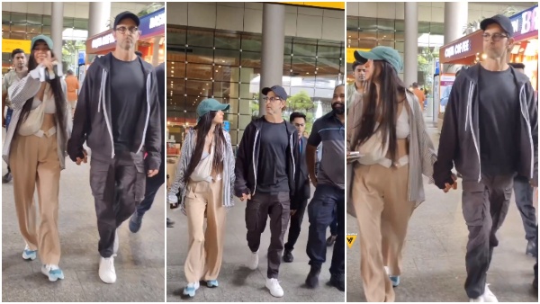 Hrithik Roshan and girlfriend Saba Azad seen in Mumbai airport Watch video Hrithik Roshan and girlfriend Saba Azad seen in Mumbai airport Watch video