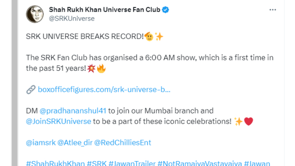 Shah Rukh Khans Jawan become the first Hindi movie to get a 6 am show at Mumbai theatre 