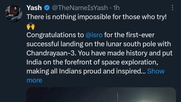 Chandrayaan 3: Yash, Rakshit Shetty, Rishab Shetty and others wished for ISRO achievement 