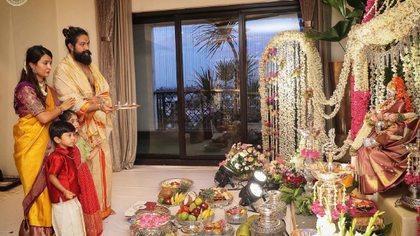 Actor Yash, Radhika Pandit, Radhika Kumaraswamy celebrate Varamahalakshmi festival Actor Yash, Radhika Pandit, Radhika Kumaraswamy celebrate Varamahalakshmi festival