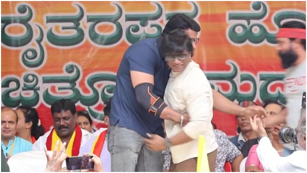 Did Dhruva sarja ignores Darshan at Cauvery Karnataka Bandh protest stage? 