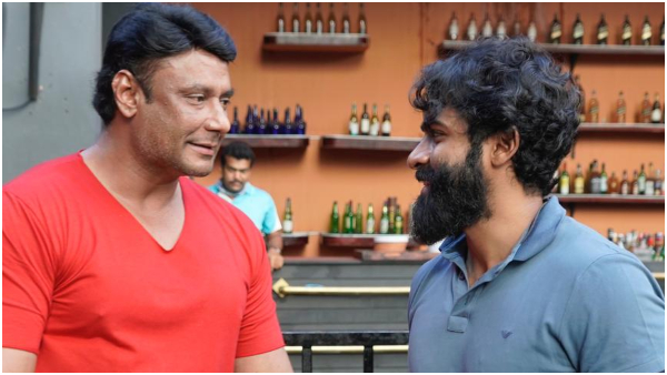 Kaatera Actor Darshan visits sets of Yuva rajkumars Yuva. See pic