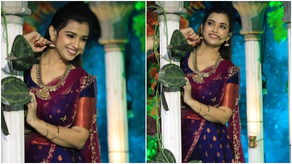 Shwetha Changappa shined in Langa Davani Netizens say she is beautiful