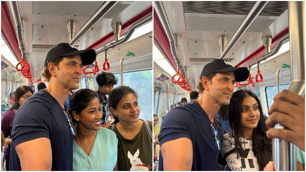 Bollywood Superstar Hrithik Roshan travels by metro poses with passengers photos goes viral