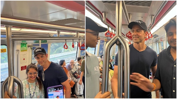Bollywood Superstar Hrithik Roshan travels by metro poses with passengers photos goes viral