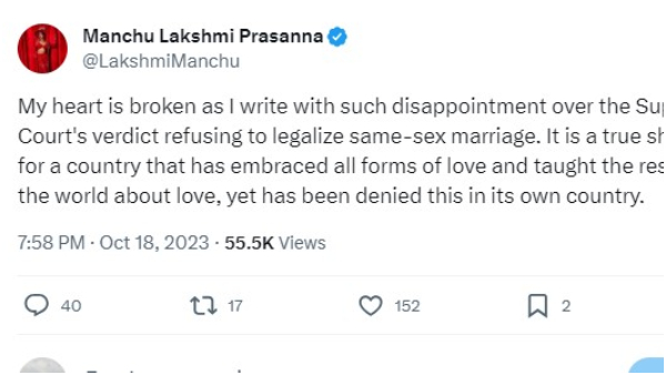 Manchu-Lakshmi-on-same-sex marriage Manchu-Lakshmi-on-same-sex marriage