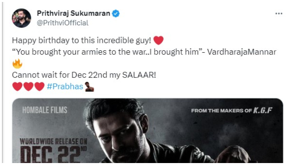 Prithviraj Sukumaran hints Prabhas Salaar a Remake of Ugramm? 