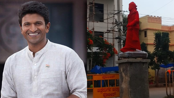 Actor Puneeth Rajkumar statue constructed overnight in chitradurga district Hiriyur Actor Puneeth Rajkumar statue constructed overnight in chitradurga district Hiriyur