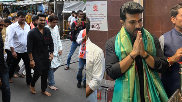 Ram Charan arrives in Mumbai barefoot, visits Siddhivinayak Temple Ram Charan arrives in Mumbai barefoot, visits Siddhivinayak Temple