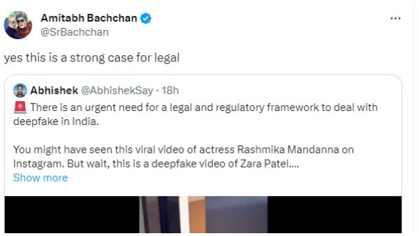 Amitabh Bachchan urges to legle action on Rashmika Mandannas Viral Deepfake Video Amitabh Bachchan urges to legle action on Rashmika Mandannas Viral Deepfake Video
