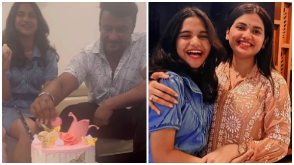 Kaatera actor Darshan Attend Actress Pavithra Gowdas daughter Kushi Birthday Celebrations, video goes viral