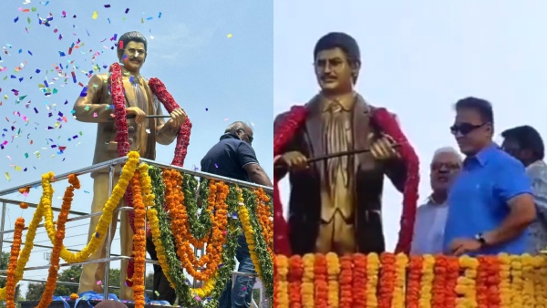 Actor Kamal Haasan unveils Superstar Krishnas statue in Andhra Pradeshs Vijayawada