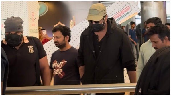 Salaar Prabhas is back in India after after knee surgery in Europe 
