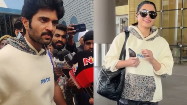 Rashmika Mandanna and Vijay Deverakonda twin in matching Rwdy hoodie Rashmika Mandanna and Vijay Deverakonda twin in matching Rwdy hoodie