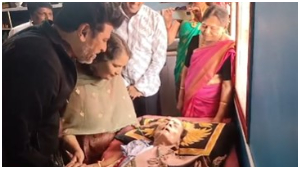 Shivarajkumar visits senior actress Leelavathis house to wish her a speedy recovery Shivarajkumar visits senior actress Leelavathis house to wish her a speedy recovery