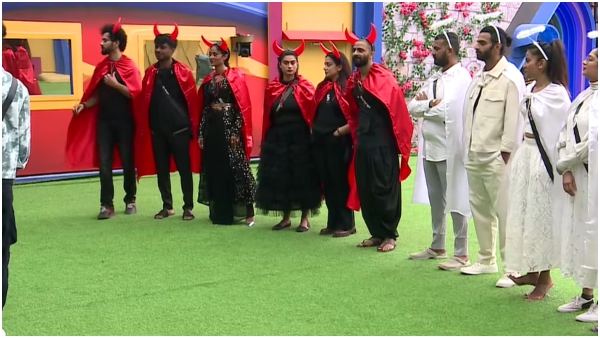 Bigg Boss Kannada Season 10: Karthik, Sangeetha, Vinay in Angels and Demons Task Bigg Boss Kannada Season 10: Karthik, Sangeetha, Vinay in Angels and Demons Task