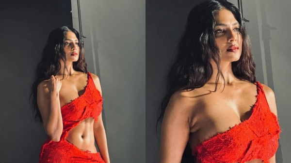  Malayalam Actress Malavika Mohanans Sexy Photoshoot in red outfit 