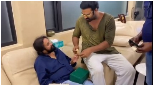 Salaar Actor Prabhas gifted watch to his teacher Satyanand Salaar Actor Prabhas gifted watch to his teacher Satyanand