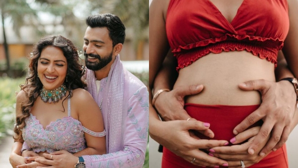 Amala Paul announced her pregnancy and said Now I know that 1+1 is 3 with you. 