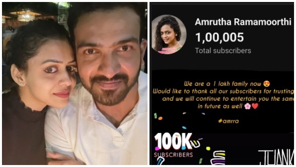 TV Actress Amrutha Ramamoorthi Thanked for 1 lakh youtube subscribers
