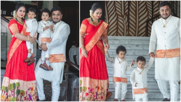 Amulya Shared Photo With Her Twin Boys And Husband
