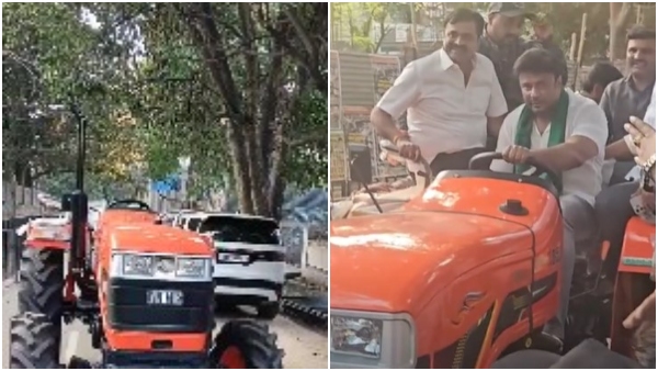 A Fan gifted a tractor to Kaatera actor Darshan on his Birthday A Fan gifted a tractor to Kaatera actor Darshan on his Birthday