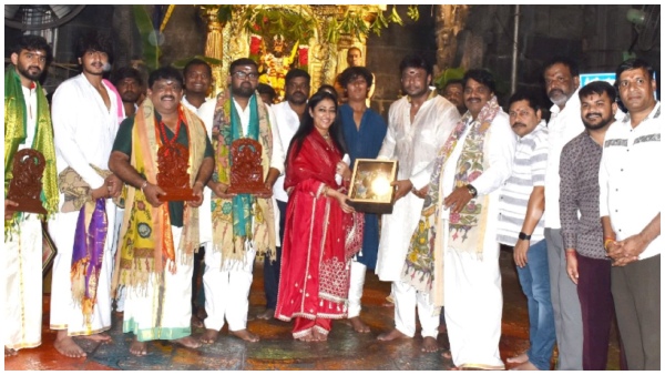 Kaatera actor darshan visited Tirupati and SriKaalahasthi Temple with wife vijayalakshmi and son 