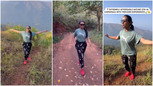 Puttakkana Makkalu serial actress Sanjana Burli trekking video Puttakkana Makkalu serial actress Sanjana Burli trekking video