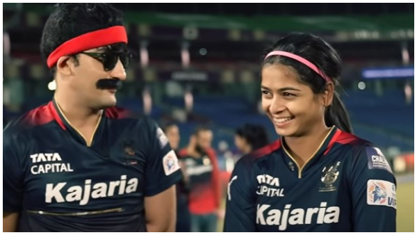 WPL cricketer Shreyanka Patil s namma mansu namge olledu madidre devru version Goes viral