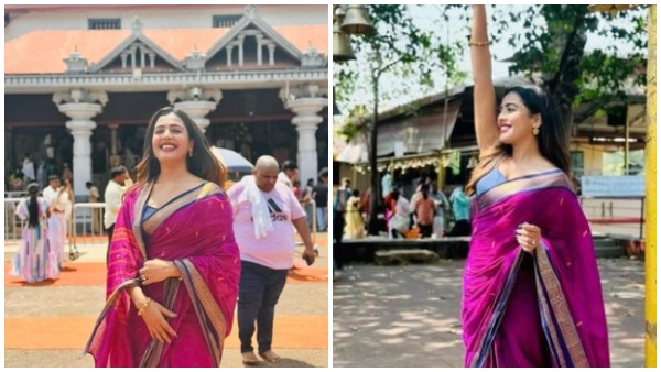 Amruthadhaare serial Fame Sara Annaiah Visits Dharamshala temple photo viral