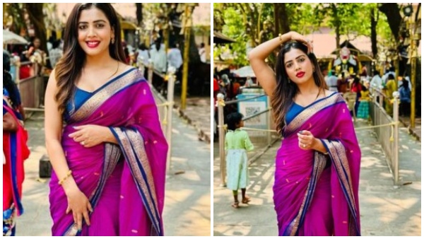 Amruthadhaare serial Fame Sara Annaiah Visits Dharamshala temple photo viral