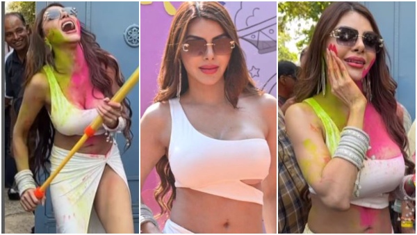 Hot Actress Sherlyn Chopra Snapped At Private Holi Bash
