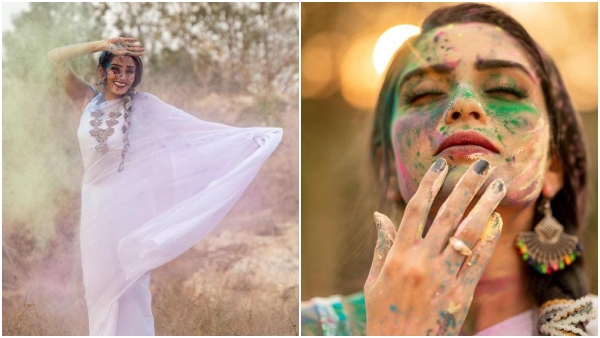 Actress Sangeetha Bhat shines in Holi celebrations