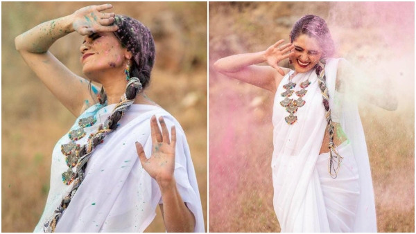 Actress Sangeetha Bhat shines in Holi celebrations