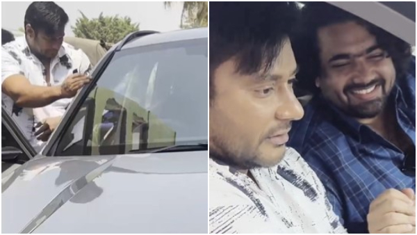 Kaatera actor Darshan seen driving Director Tharun Sudhir s new BMW Car