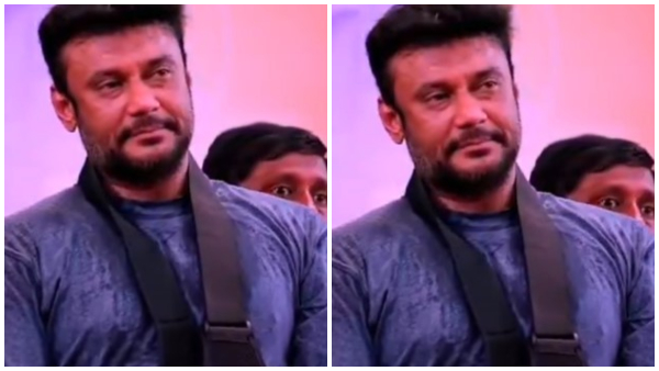 Devil actor Darshan poses with his lady fan after successful left hand surgery