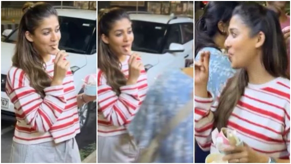 Nayantara ice cream party with friends on the roadside